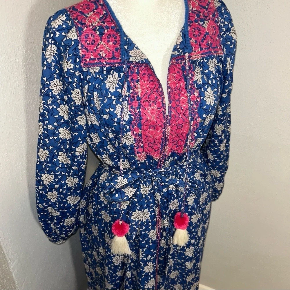 J. Crew Blue and Pink boho Floral Maxi Dress - Picture 4 of 7